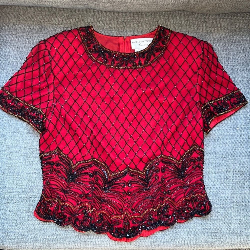 Vintage Papell Boutique Evening Top 100% Silk